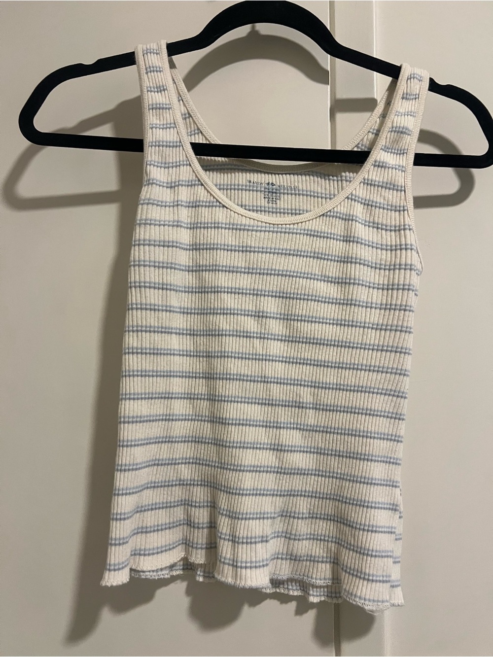 Brandy Melville White Tank with Light Blue Stripes